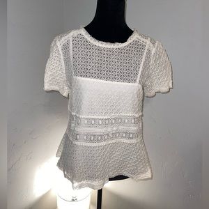 White lace top with under cami. Dressy or casual